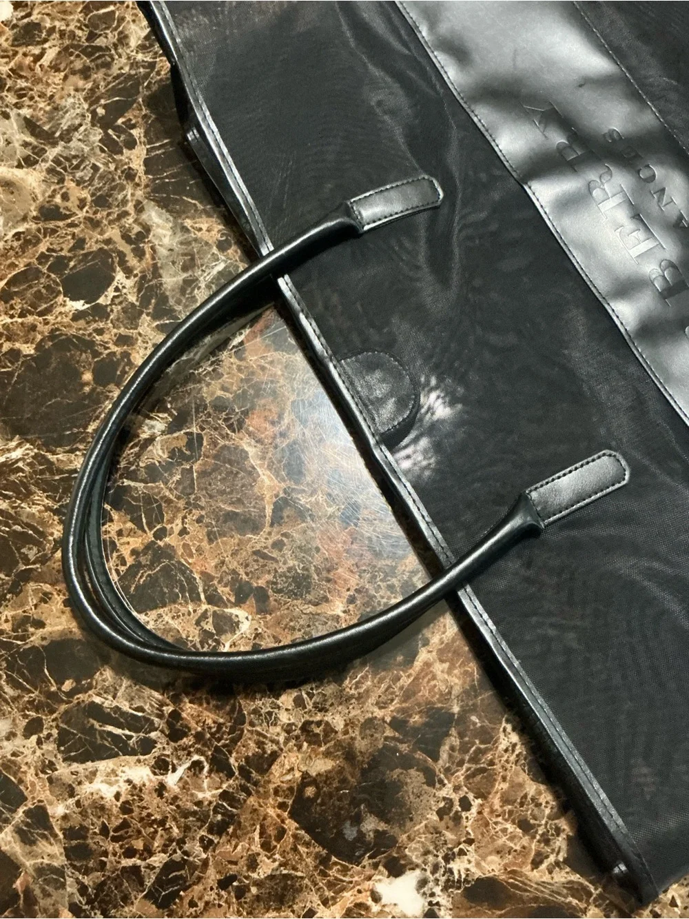 Burberry Black Nylon and Leather Trim Large Tote